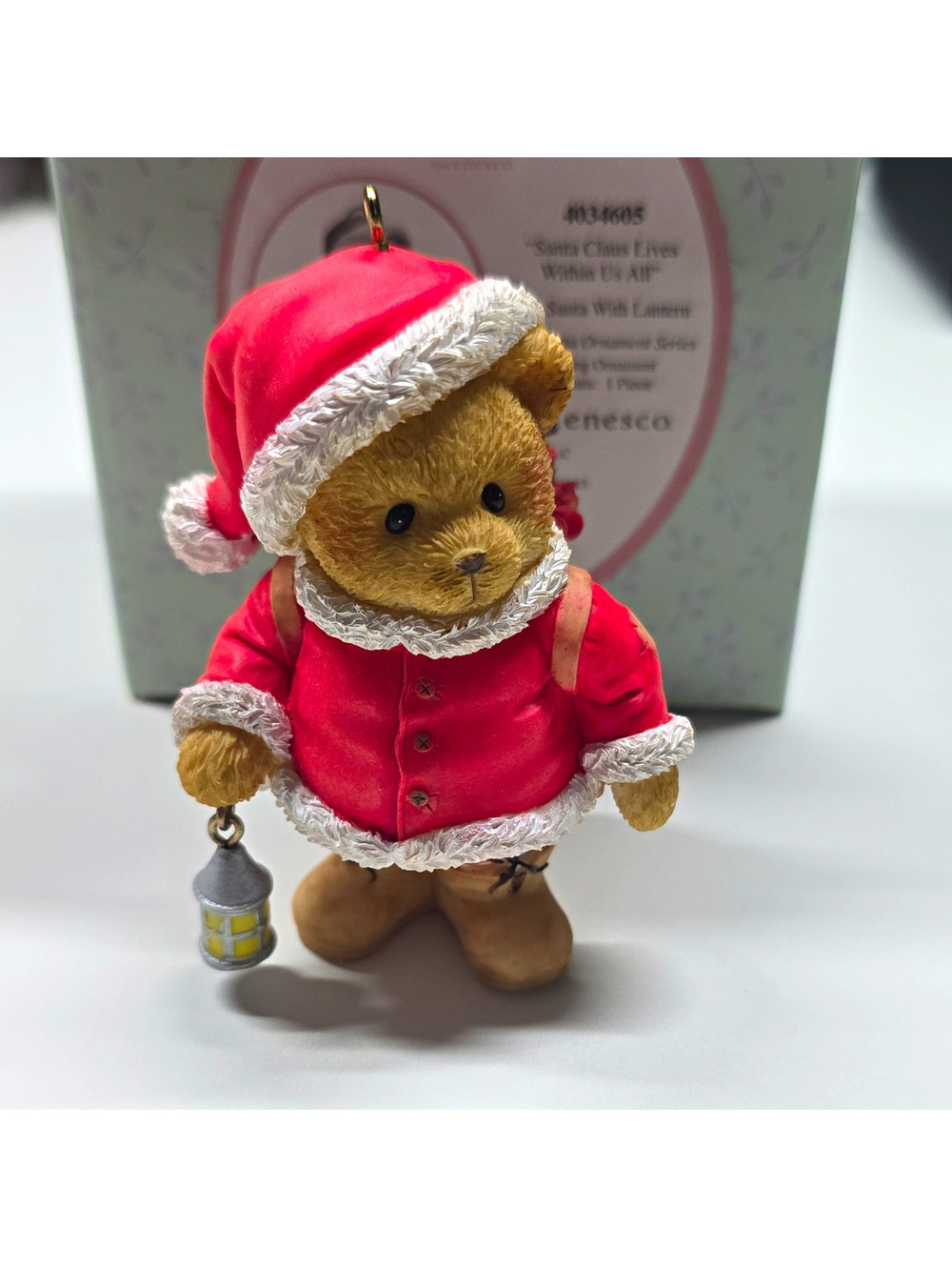 Cherished Teddies Bear Santa w/Lantern Hanging Ornament #4034605 2013